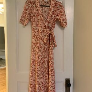 Ganni wrap dress. Worn once,like new condition. Size 36, size 4 on Ganni website
